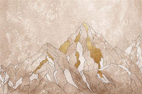 کاغذ دیواری دیجیتال کوه های طلایی اورست طراحی برای چاپ روی کاغذ دیواری عکس