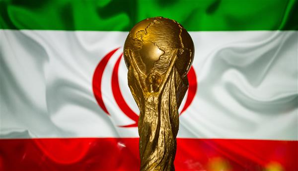 6 اکتبر 2021 تهران ایران جام جهانی فوتبال در پس زمینه پرچم ایران