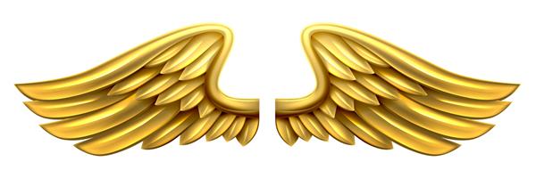 یک جفت طرح بال فلزی براق طلایی طلایی