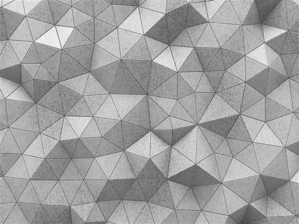 پس زمینه بتنی چند ضلعی انتزاعی موزاییک مثلثی خاکستری یا کاشی یا پانل های دیواری تصویرسازی سه بعدی