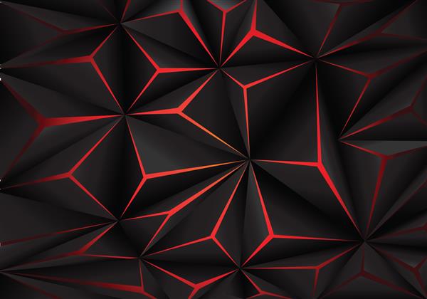 وکتور پس زمینه طراحی فناوری آینده نگرانه چند ضلعی سیاه و سفید نور قرمز