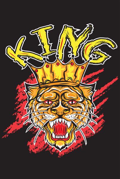 شعار پادشاه با وکتور سر ببرطراحی گرافیکی برای چاپ تی شرت پوستر جدا شده بر روی پس زمینه