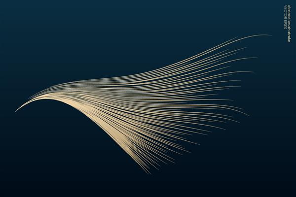 وکتور انتزاعی هنر ذن با قلم موی طلایی شبیه بال جدا شده در پس‌زمینه آبی آبی تیره است