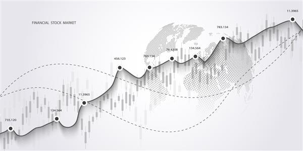 بورس و بورس نقطه صعودی روند گراف نمودار نموداری از تجارت جهانی سرمایه گذاری در بازار سهام داده های بازار سهام وکتور