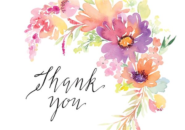 گل های کارت تبریک آبرنگ دست ساز متشکرم