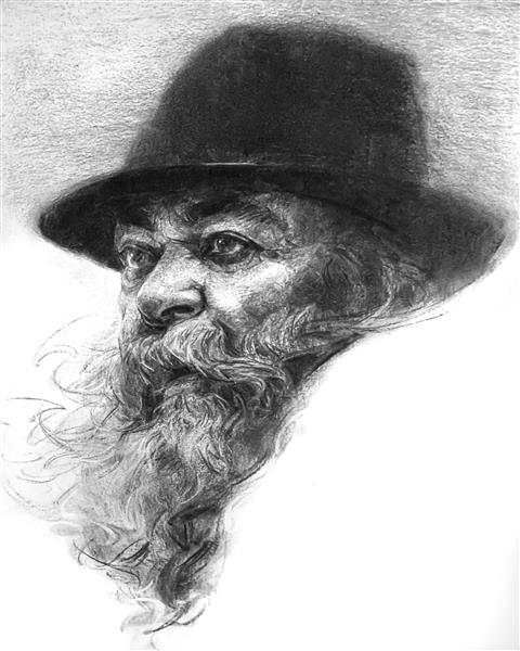 پرتره سیاه و سفید پیرمرد با کلاه