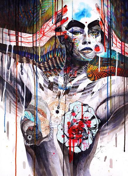 نقاشی انتزاعی یک زن اثر دیوید هاکنی