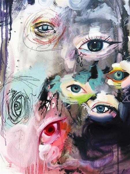 نقاشی رنگ روغن چشم ها