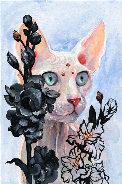گل سوسن و گربه ملوس