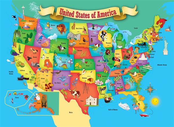 نقشه رنگی ایالات متحده آمریکا