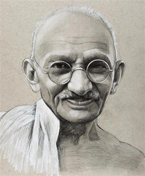 مهاتما گاندی رهبر سیاسی و معنوی فلسفه بی‌خشونتی هندی‌