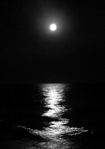 غروب آفتاب دریا تصویر سیاه و سفید