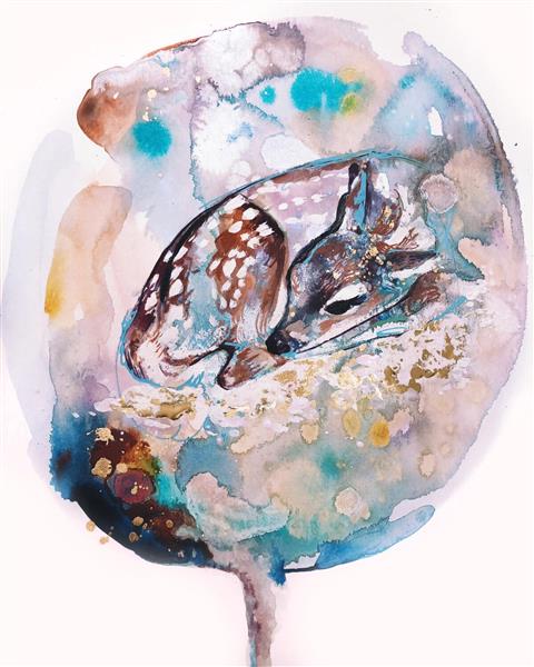 نقاشی رنگ روغن غزال تیزپا