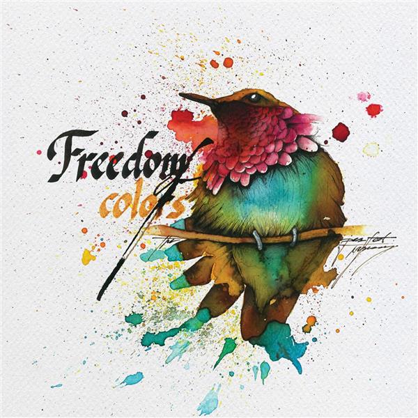 نقاشی آبرنگی پرنده و آزادی