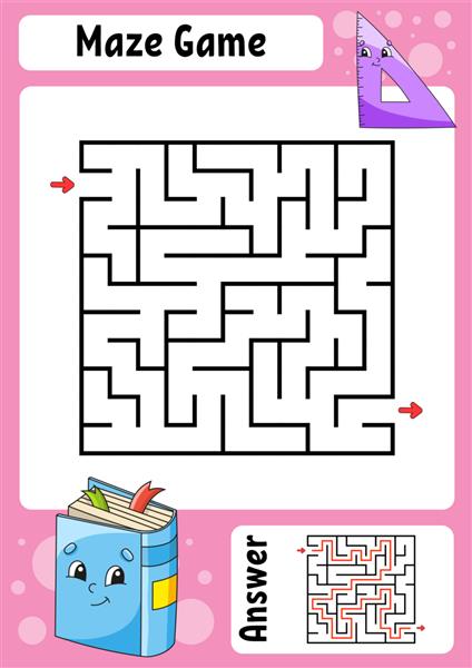 ماز مربعی بازی برای بچه ها هزارتوی خنده دار کاربرگ توسعه آموزش صفحه فعالیت