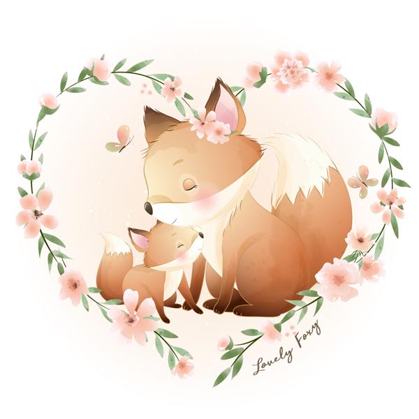 روباه ابله زیبا با تصویر گل