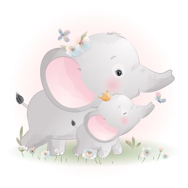 فیل ابله زیبا با تصویر گل