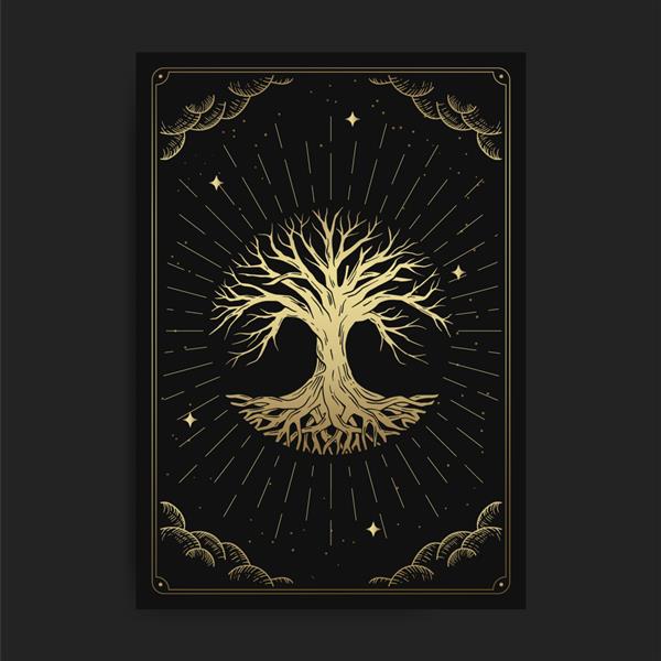 درخت زندگی کارت‌های تاروت مخفی جادویی خواننده تاروت معنوی بوهو باطنی طالع بینی کارت جادویی نقاشی معنوی یا مراقبه