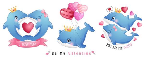 دلفین ابله زیبا برای مجموعه روز ولنتاین
