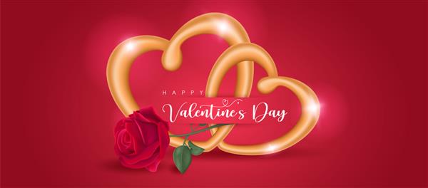 متن تبریک روز ولنتاین با حلقه های قلب طلایی