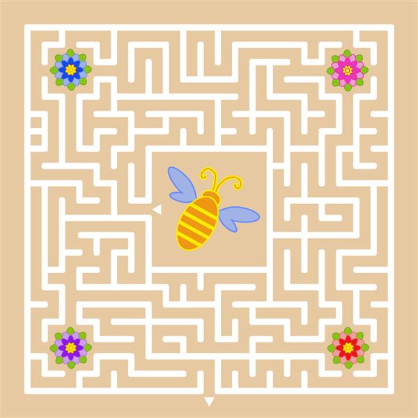 هزارتوی مربعی به زنبور کمک کنید تا راهی برای خروج پیدا کند و عسل را از همه رنگ ها جمع آوری کند