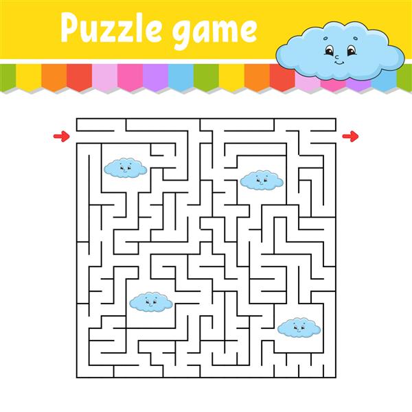 ماز مربعی بازی برای بچه ها ابر خنده دار پازل برای کودکان معمای هزارتو راه درست را پیدا کنید شخصیت کارتونی