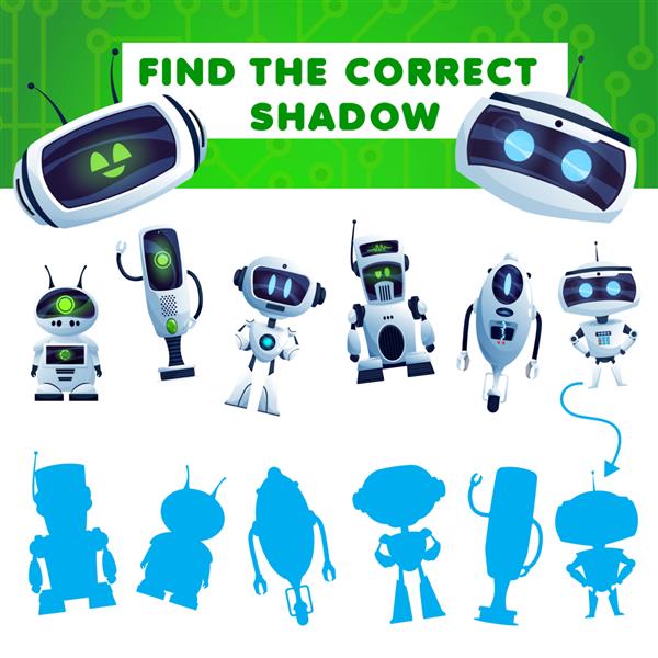 یک بازی بچه های سایه با کار ربات های کارتونی پیدا کنید