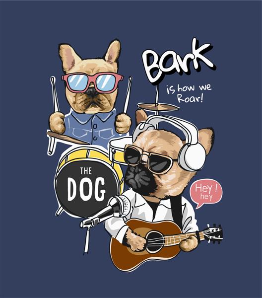 سگ کارتونی با تصویر آلات موسیقی