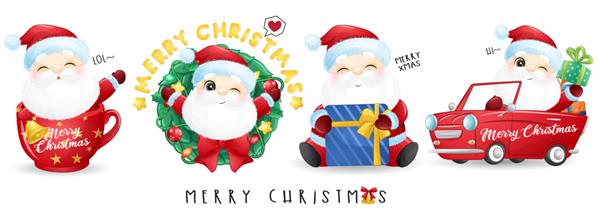 مجموعه تصویرسازی بابا نوئل ناز برای کریسمس مبارک