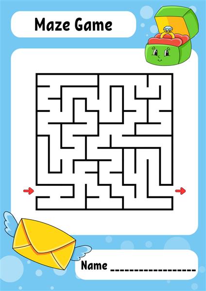 ماز مربعی بازی برای بچه ها هزارتوی خنده دار کاربرگ توسعه آموزش صفحه فعالیت روز ولنتاین