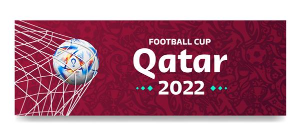 بنر فوتبال 2022 قطر با توپ فوتبال