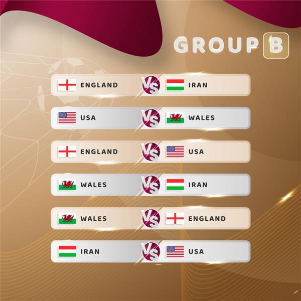 پرچم‌های گروه ب قطر 2022 جام جهانی فوتبال و بازی‌های روز بازی گروهی