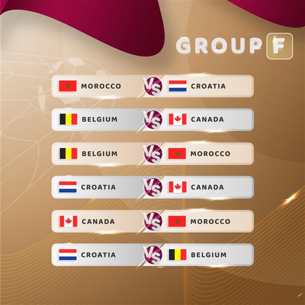 پرچم های گروه f قطر 2022 جام جهانی فوتبال و بازی های گروهی روزهای بازی