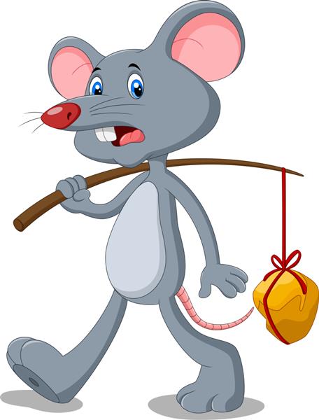 موش کارتونی که تکه های طلا را حمل می کند