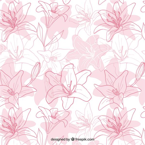 الگوی گل زنبق طراحی شده با دست
