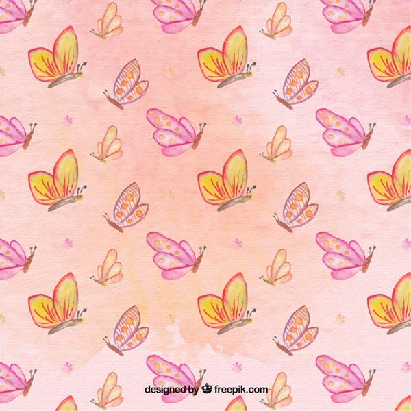 الگوی پروانه های آبرنگ زیبا