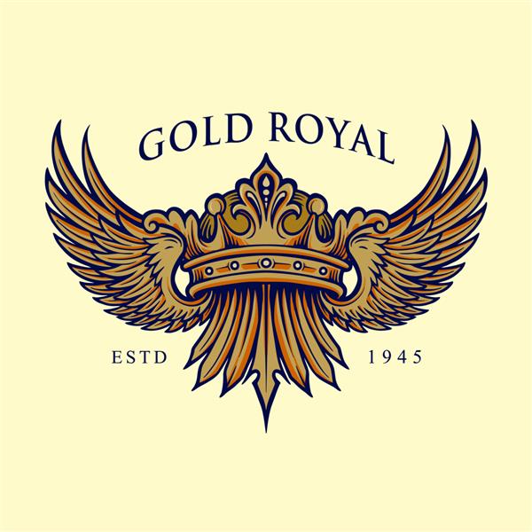 لوگوی زیبا تاج سلطنتی طلایی