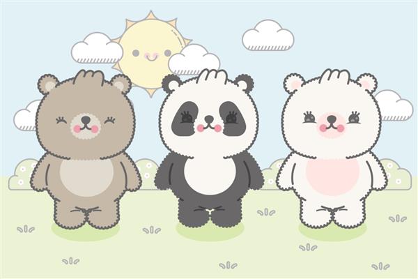 سه خرس بچه ناز به سبک کاوائی حق بیمه