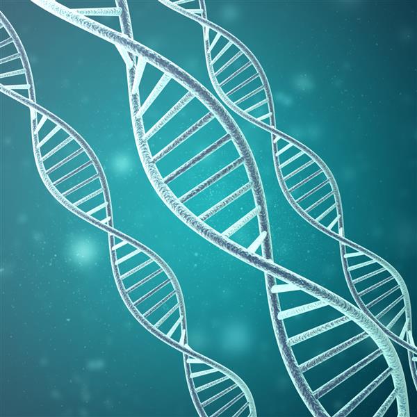 مفهوم بیوشیمی با رندر سه بعدی مولکول DNA
