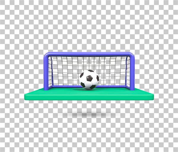 نماد سه بعدی تیر دروازه فوتبال توپ فوتبال و نماد پست گل مفهوم فوتبال برای جام جهانی قطر
