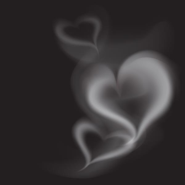 قلب دود واقعی در پس زمینه تاریک تصویر وکتور از بخار شفاف