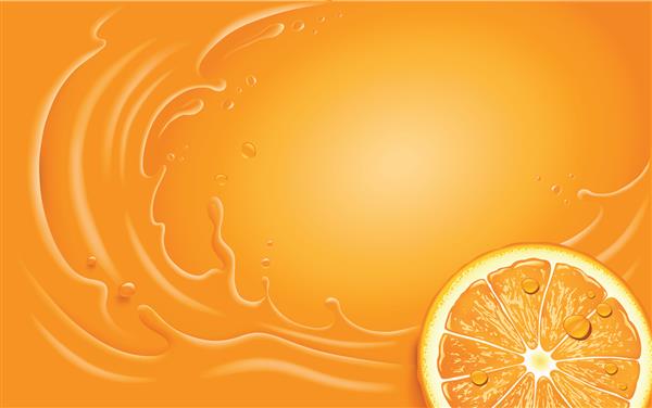 برش آب پرتقال و پاشیدن پرتقال با قطره های آب فراوان