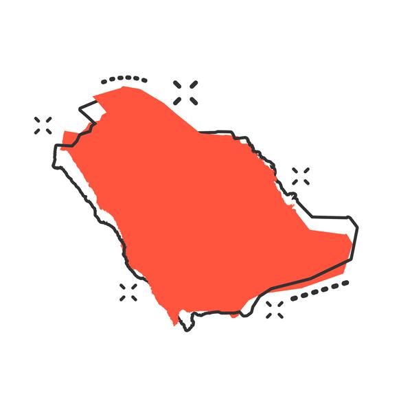 وکتور کارتونی نماد نقشه عربستان سعودی به سبک کمیک پیکتوگرام تصویری امضای عربستان سعودی نقشه نقشه وکتور مفهوم اثر اسپلش کسب و کار