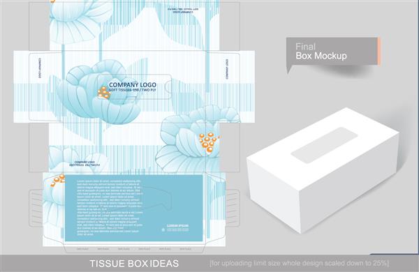 الگوی گل بدون درز روی جعبه دستمال کاغذی الگو برای اهداف تجاری متن و لوگوی خود را قرار دهید و آماده چاپ باشید