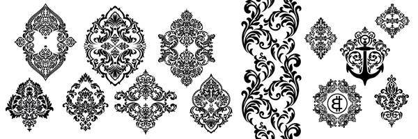 مجموعه ای از الگوهای گلدار وکتور شرقی برای کارت تبریک و دعوت نامه عروسی