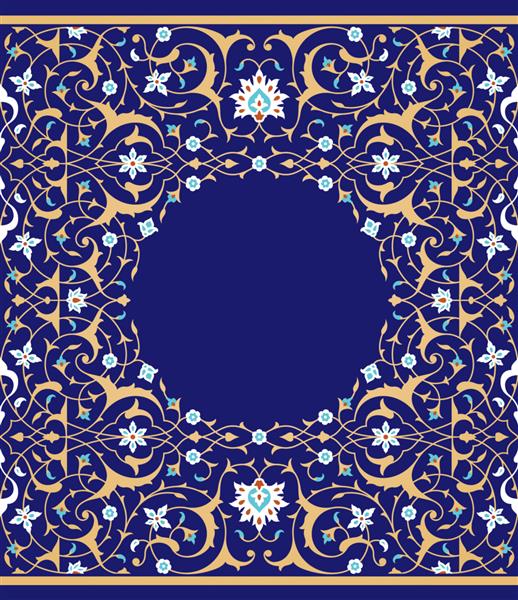 الگوی گل عربی پس زمینه سنتی طرح اسلامی با قسمت ورودی متن در یک مرکز