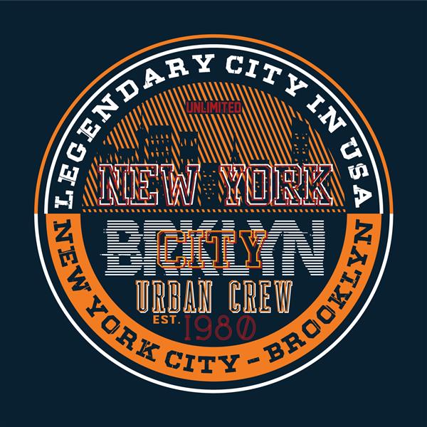 تصویر وکتور با موضوع در شهر نیویورک بروکلین تی شرت اصلی تایپوگرافی گرافیکی