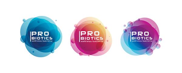 لوگوی باکتری های پروبیوتیک طرح آیکون وکتور پری بیوتیک لاکتوباسیلوس الگوی بدون درز وکتور نمادهای پزشکی پس زمینه سفید ساخته شده از قرص و کپسول تصویر وکتور