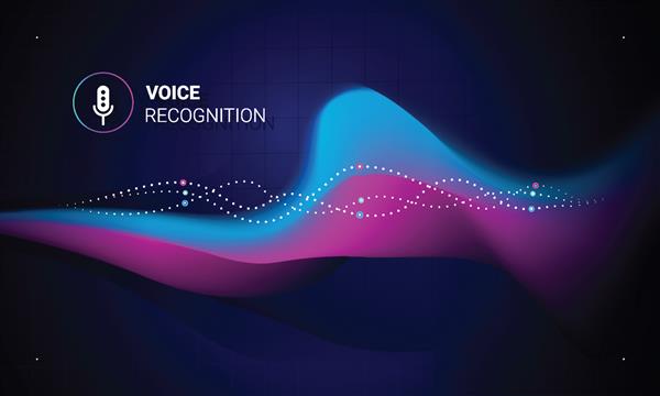تشخیص صدا دستیار شخصی امواج صوتی موسیقی هوشمند یا فناوری تشخیص صدا مفهومی با آیکون AI میکروفون پس زمینه وکتور آینده نگر