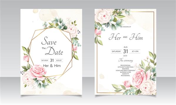 قالب کارت دعوت عروسی تاج گل زیبا